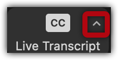 Live Transcript icon on Zoom menu bar