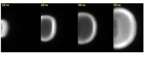 Four frames of an explosion