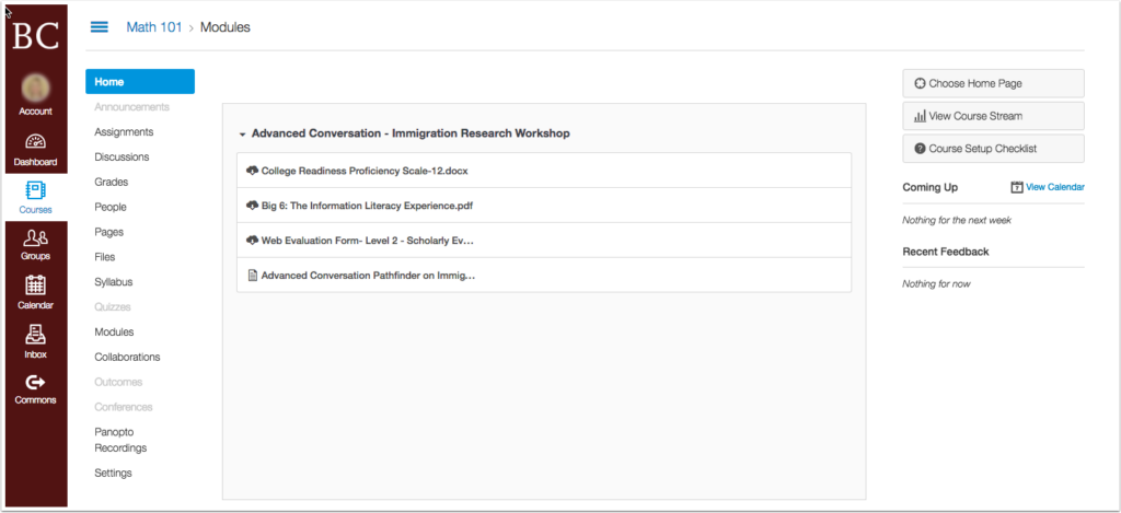 Sample module on the theme Advanced Conversation - Immigration Research Workshop includes a variety of documents related to the subject.